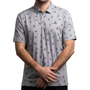 Travis Mathew treasure hunt golf polo St. Patrick’s Day AOP size M